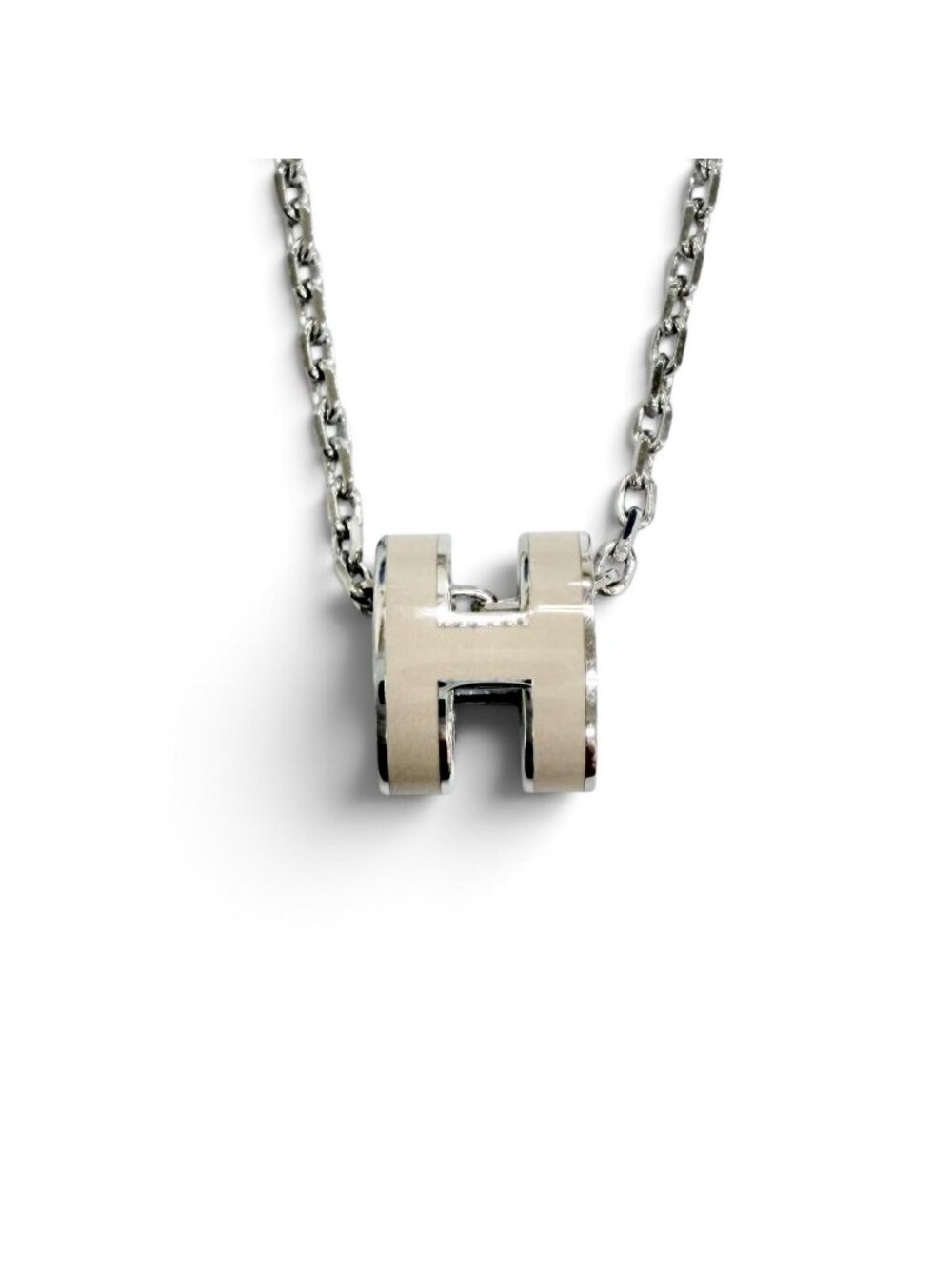 Hermes Mini Pop H Pendant Brown Glace Silver French